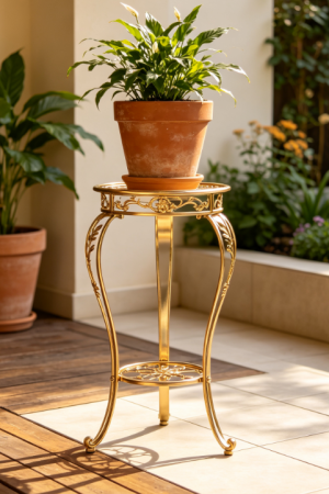 Two-Tier Openwork Iron Floor Plant Stand (Adjustable)